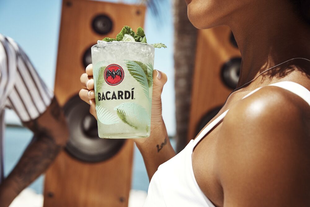 Mojito cocktail with Bacardi white rum and mint leaves